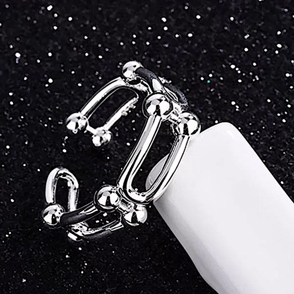 Sterling Silver U Link Necklace Bracelet Earrings Ring Matching Set - Picture 14 of 15